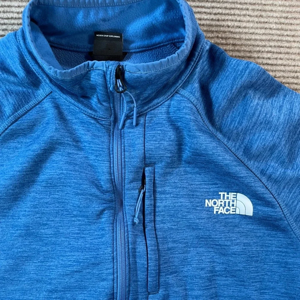 The North Face Mens Blue Heathered Quarter Zip Fleece Pullover Size Large